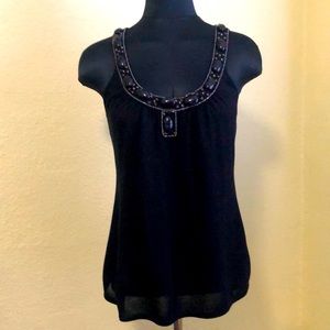 Dana Buchman 100% Silk tank with Beaded-Stone Detail-Small